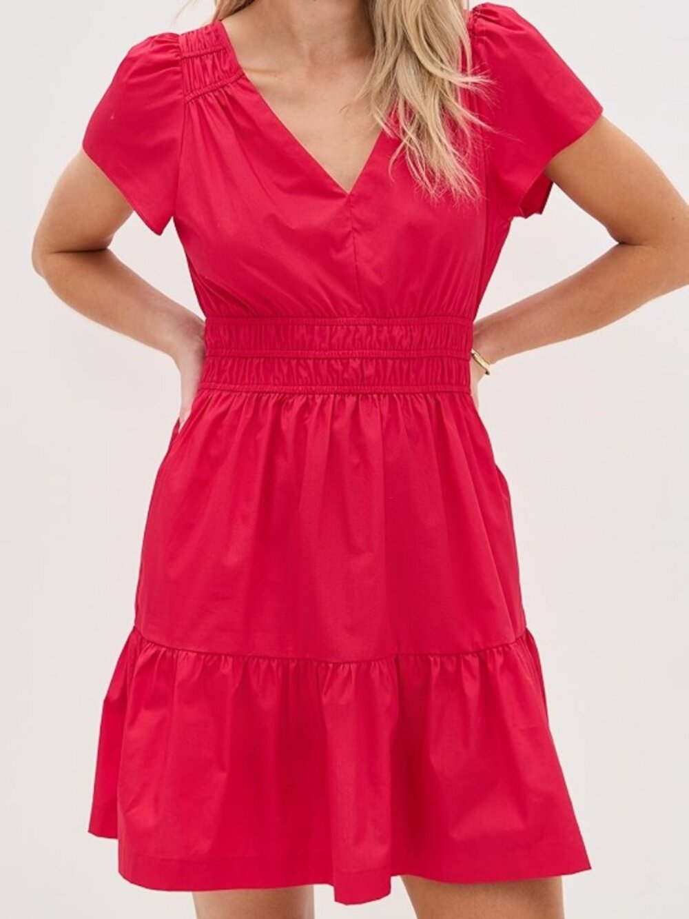 Marea Anna Shortsleeve Mini Dress in Poppy Red Size Large